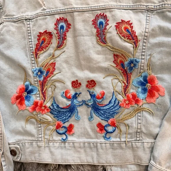 Custom Denim Jacket Design with Peacock Embroidered Back - Picture 4 of 4